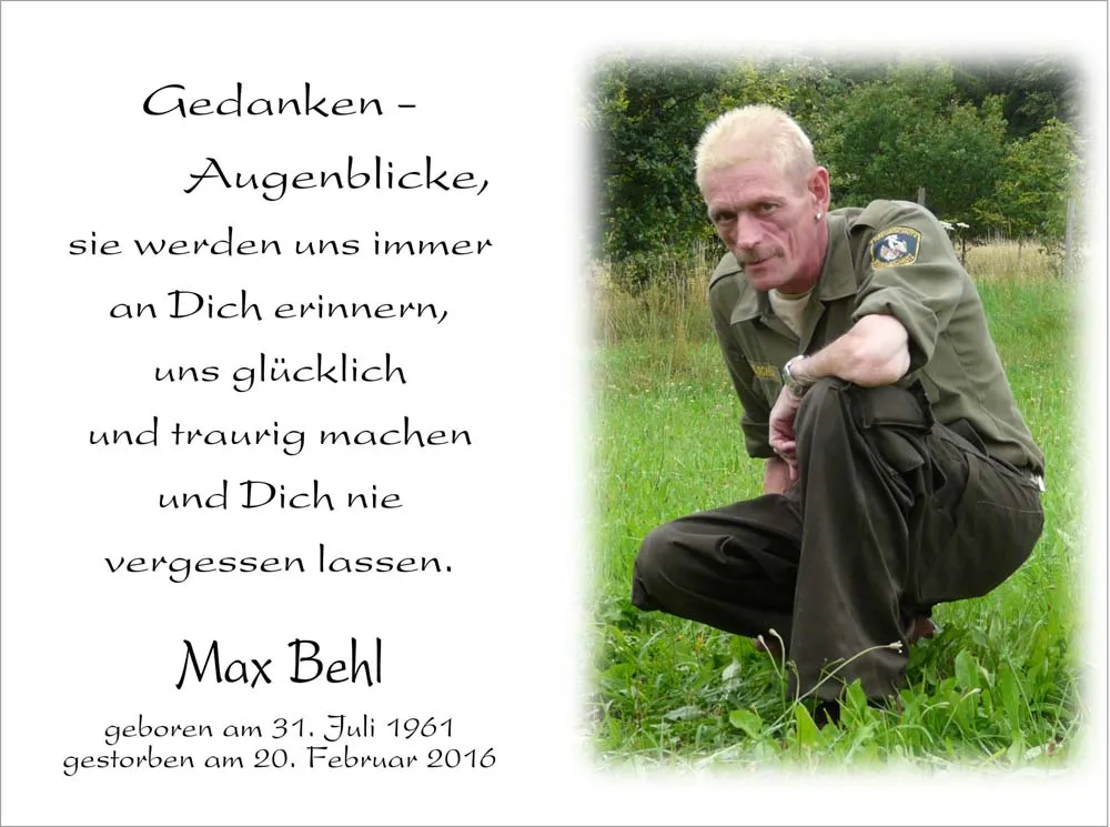 Individuell gestaltetes Sterbebild